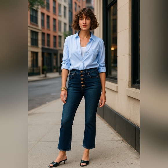 J.Crew 9” Demi-Boot Crop Jeans 28P Dark Wash - Picture 6 of 13